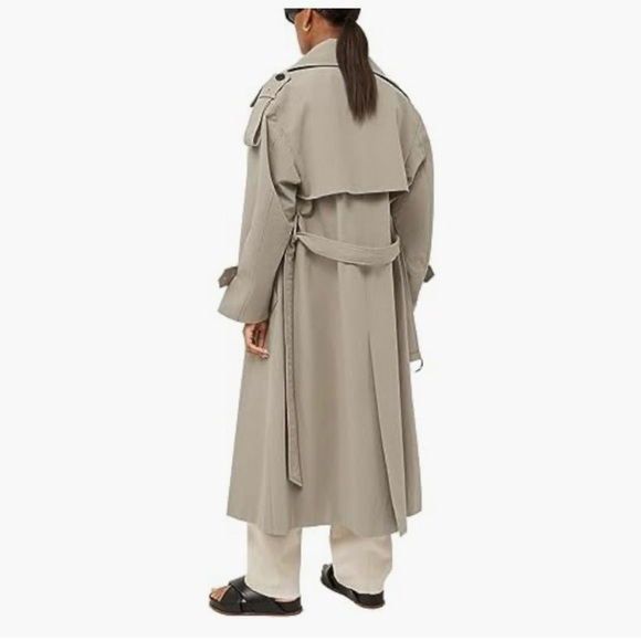 Farktop Women’s Oversized Long Trench Coat Double Breasted Fully Lined NWOT Sz M - Picture 2 of 9
